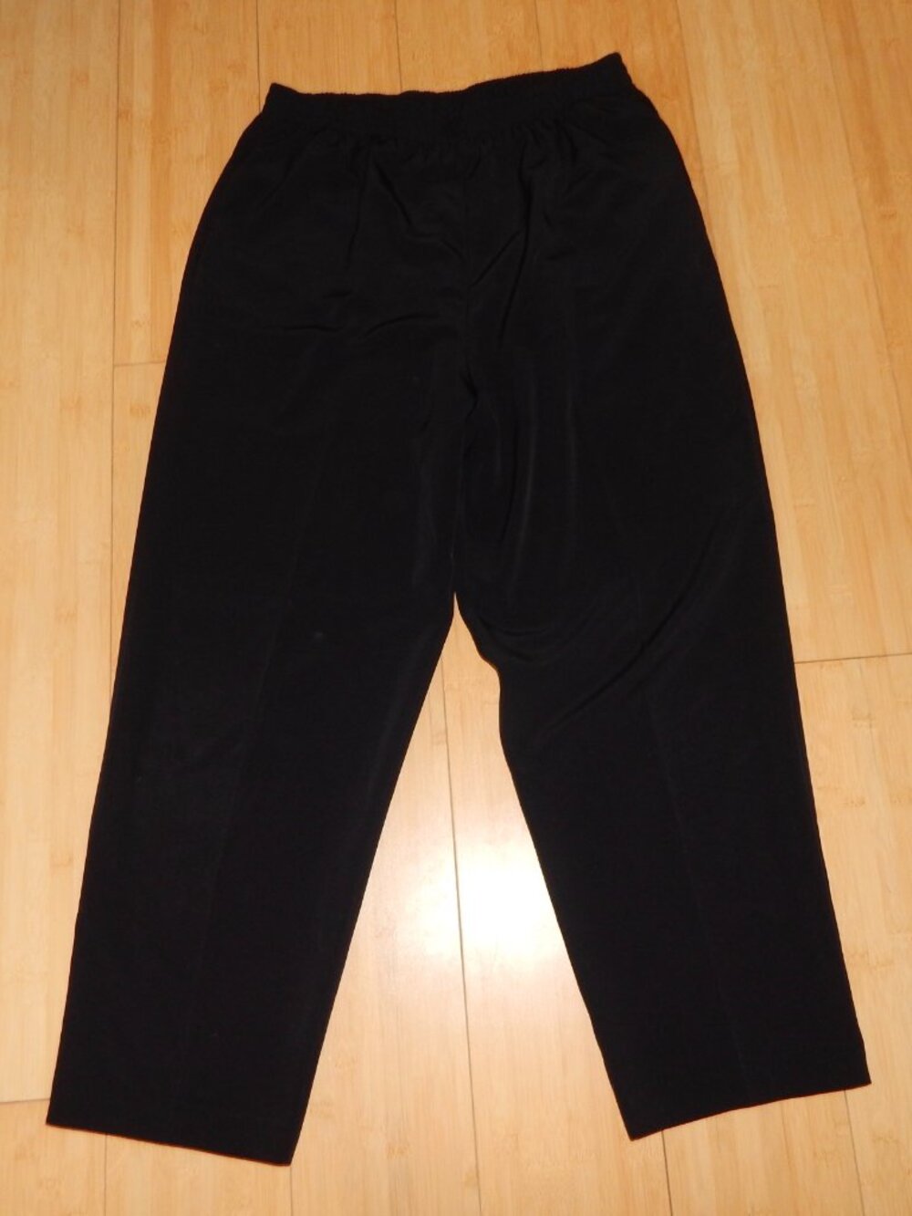 Susan Graver Studio Size L Solid Black Pants Casual Work Pockets Vintage Vtg